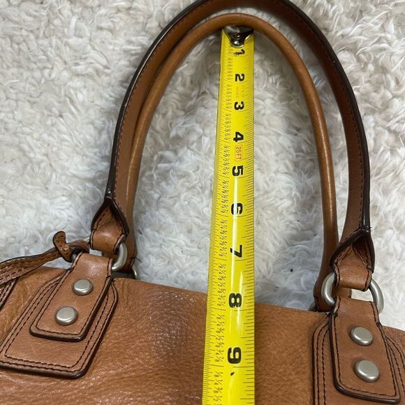Fossil Marlow Brown Leather satchel faded gold tone hardwares and accent. - Picture 11 of 16